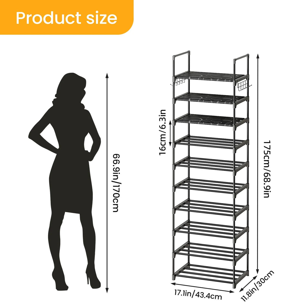 10-Tier Over-Toilet Storage Rack