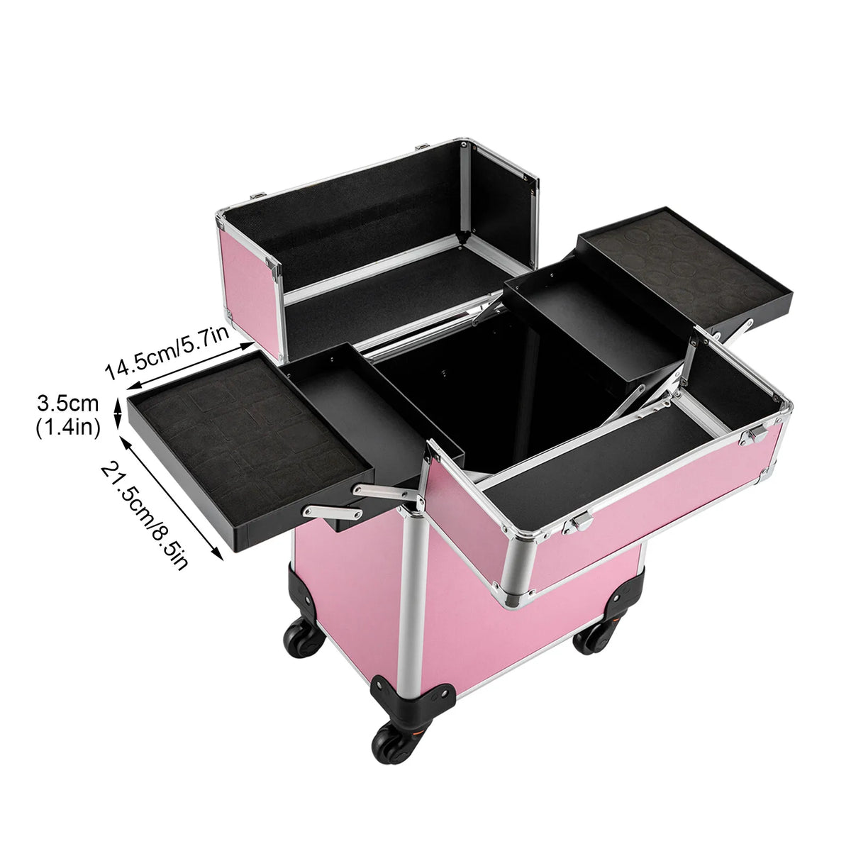Pink Rolling Makeup Train Case