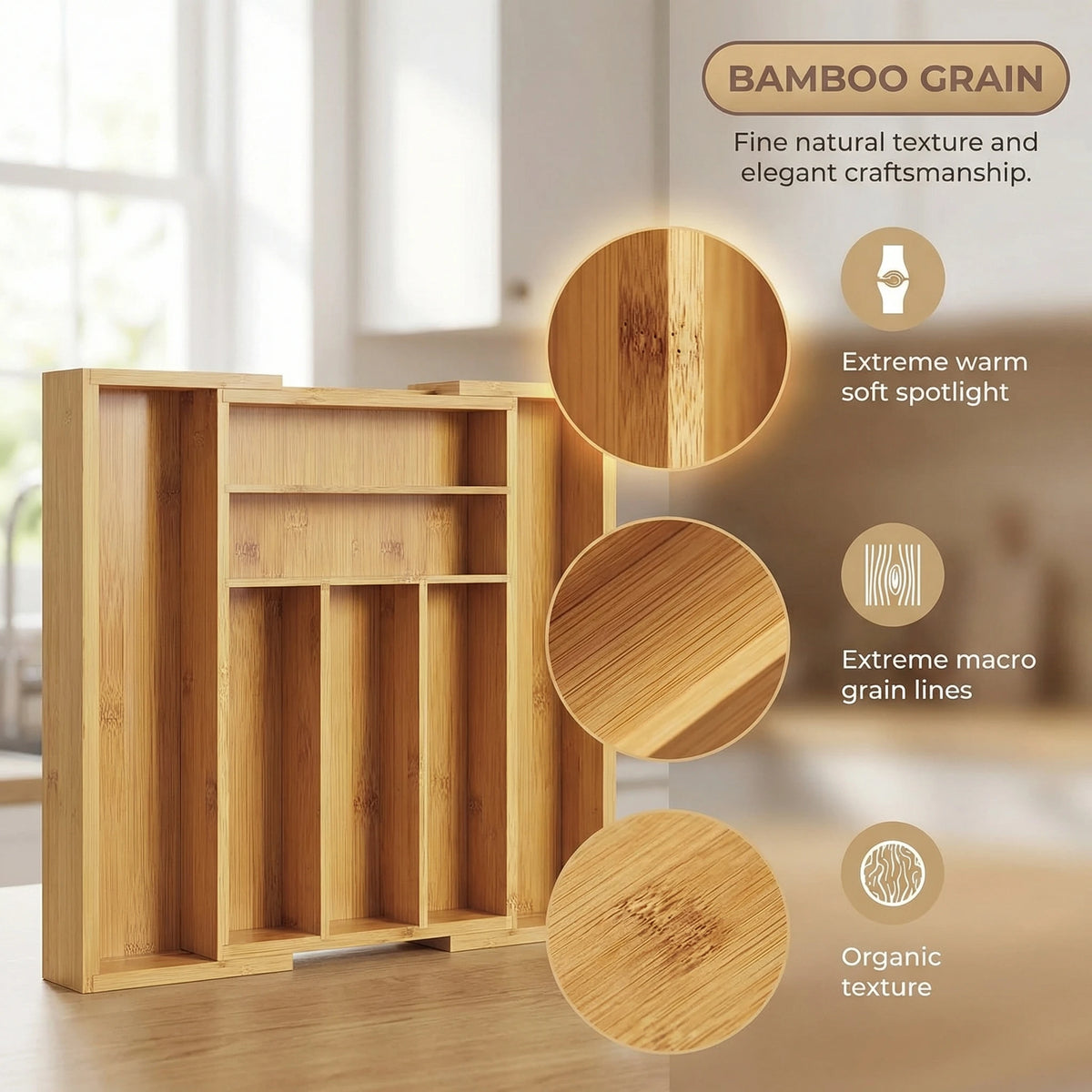 Expandable Bamboo Cutlery Tray
