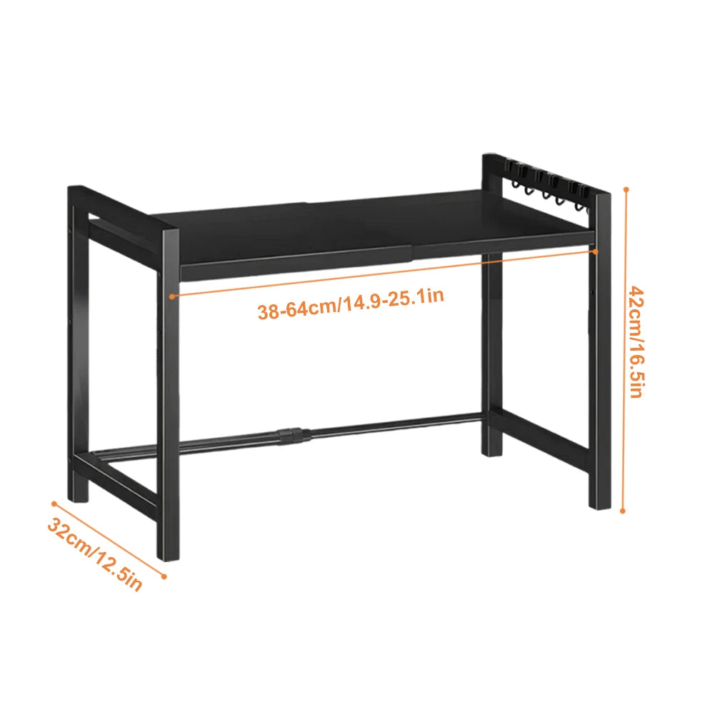 Adjustable Microwave Shelf with Hooks
