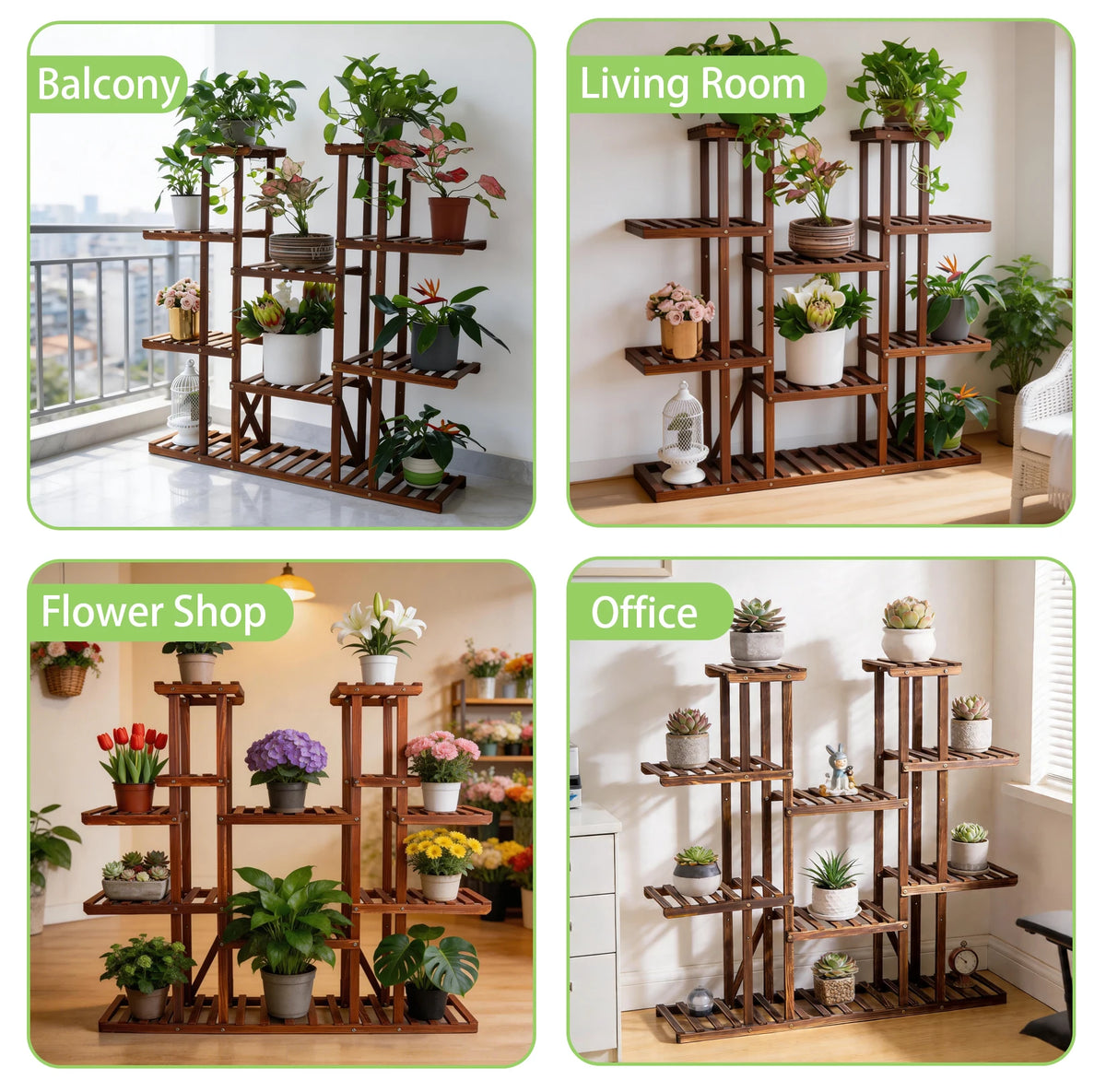 Multi-Tier Wooden Plant Stand