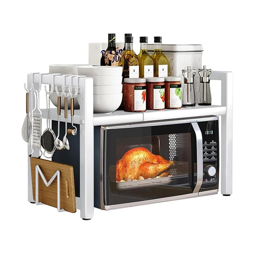 Adjustable Microwave Shelf with Hooks