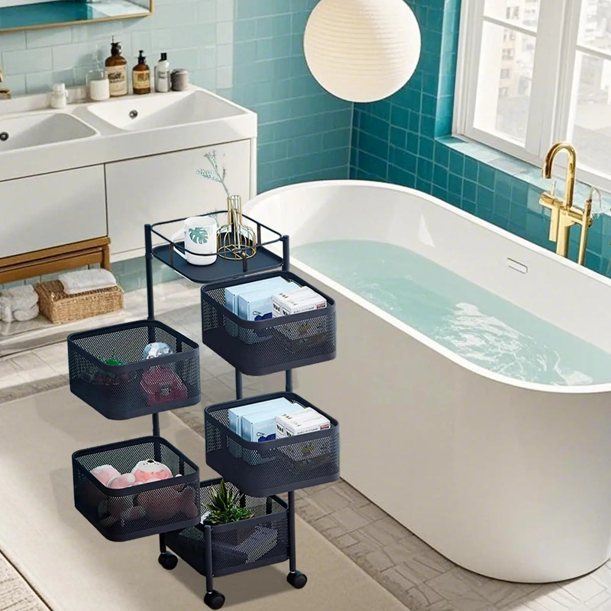 5-Tier Rolling Basket Cart