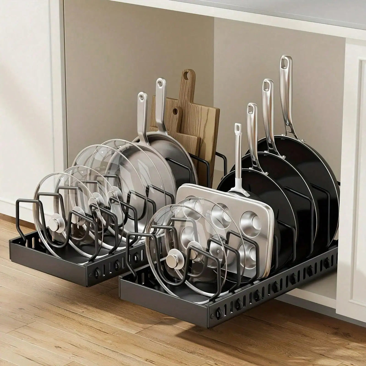 Pull-Out Pot Lid Organizer Rack