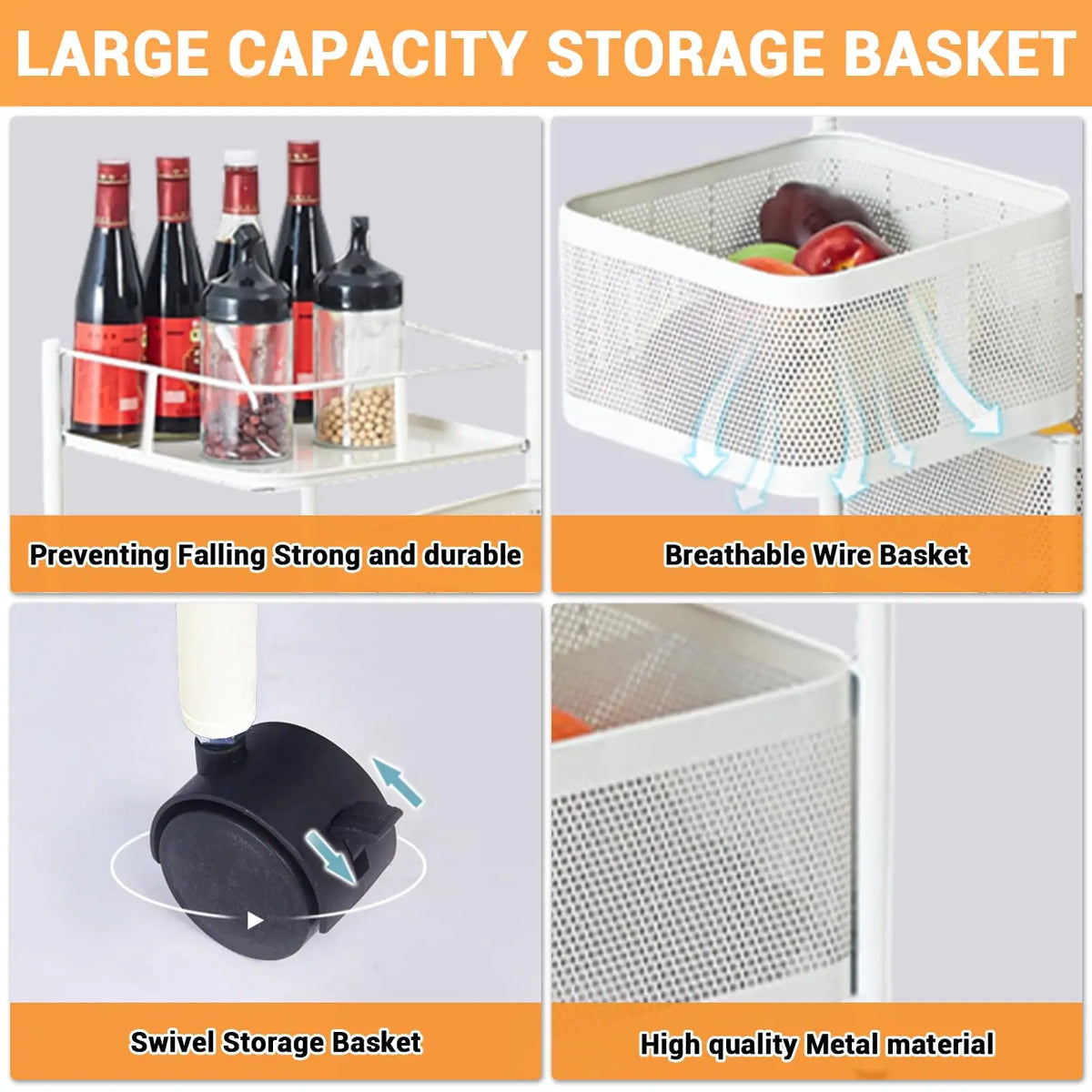 5-Tier Rolling Basket Cart