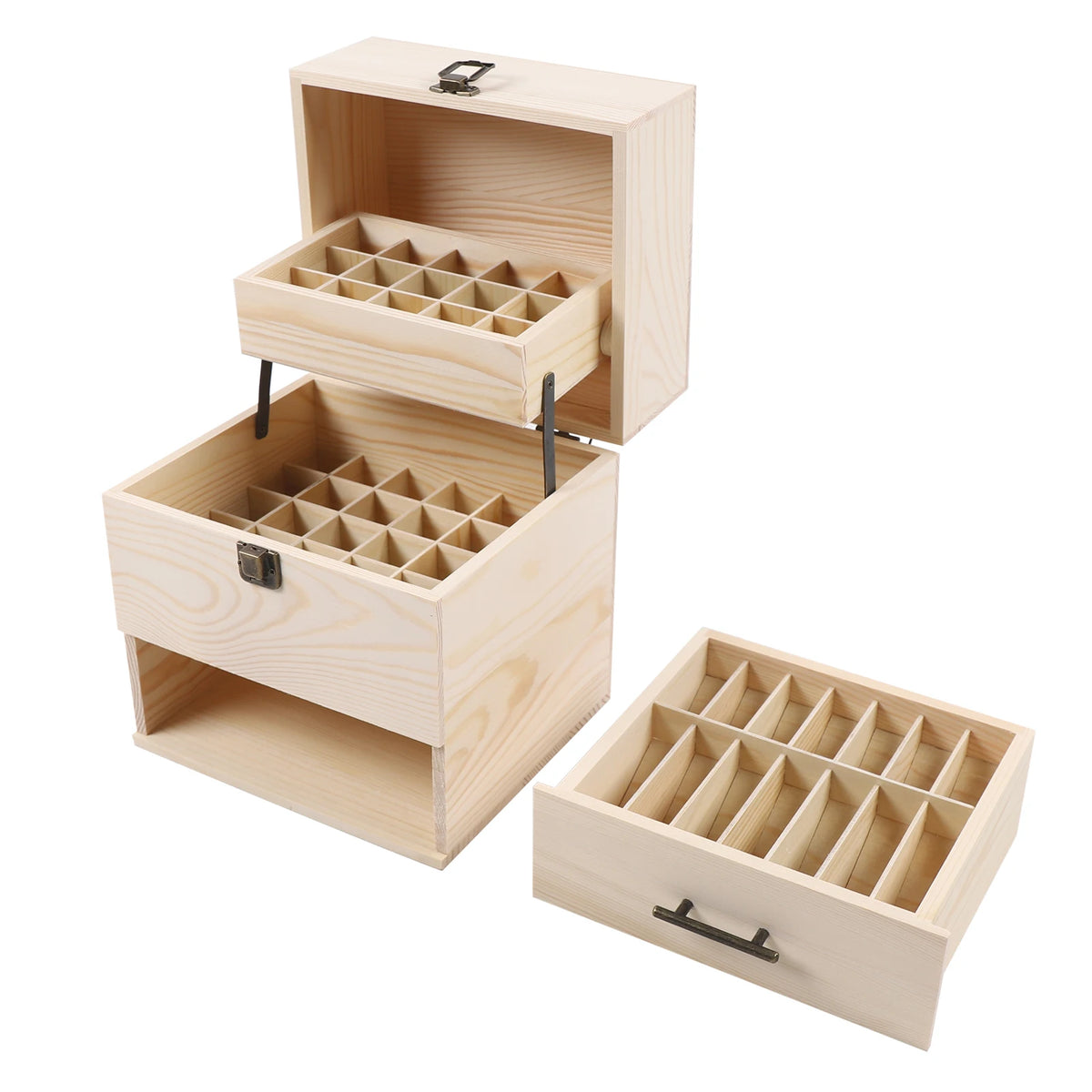 59-Slot Wooden Oil Storage Box