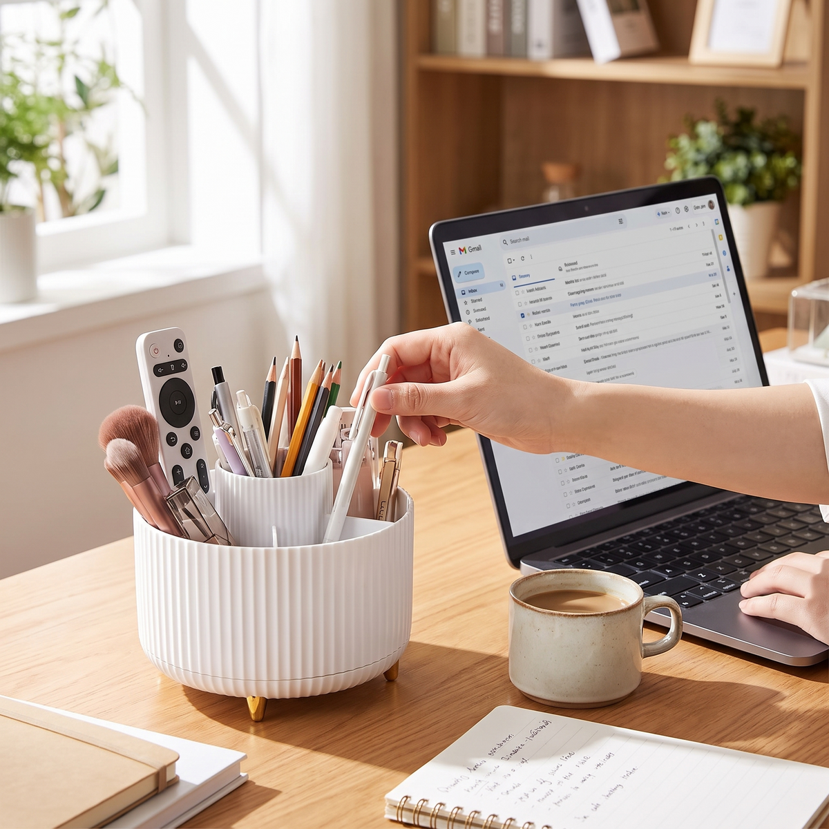 360 Rotating Makeup Organizer in use
