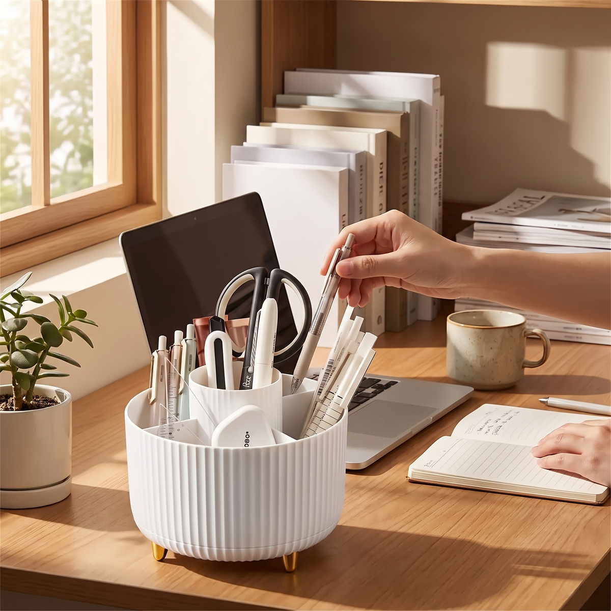 360 Rotating Makeup Organizer in use