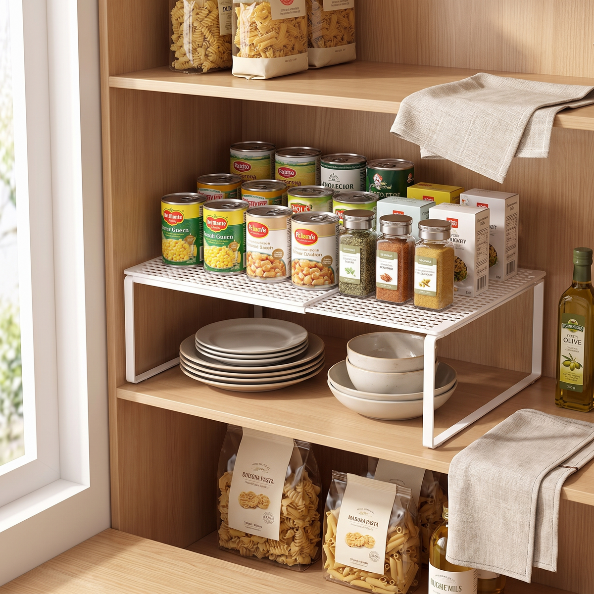 Retractable wardrobe layered organizer in use