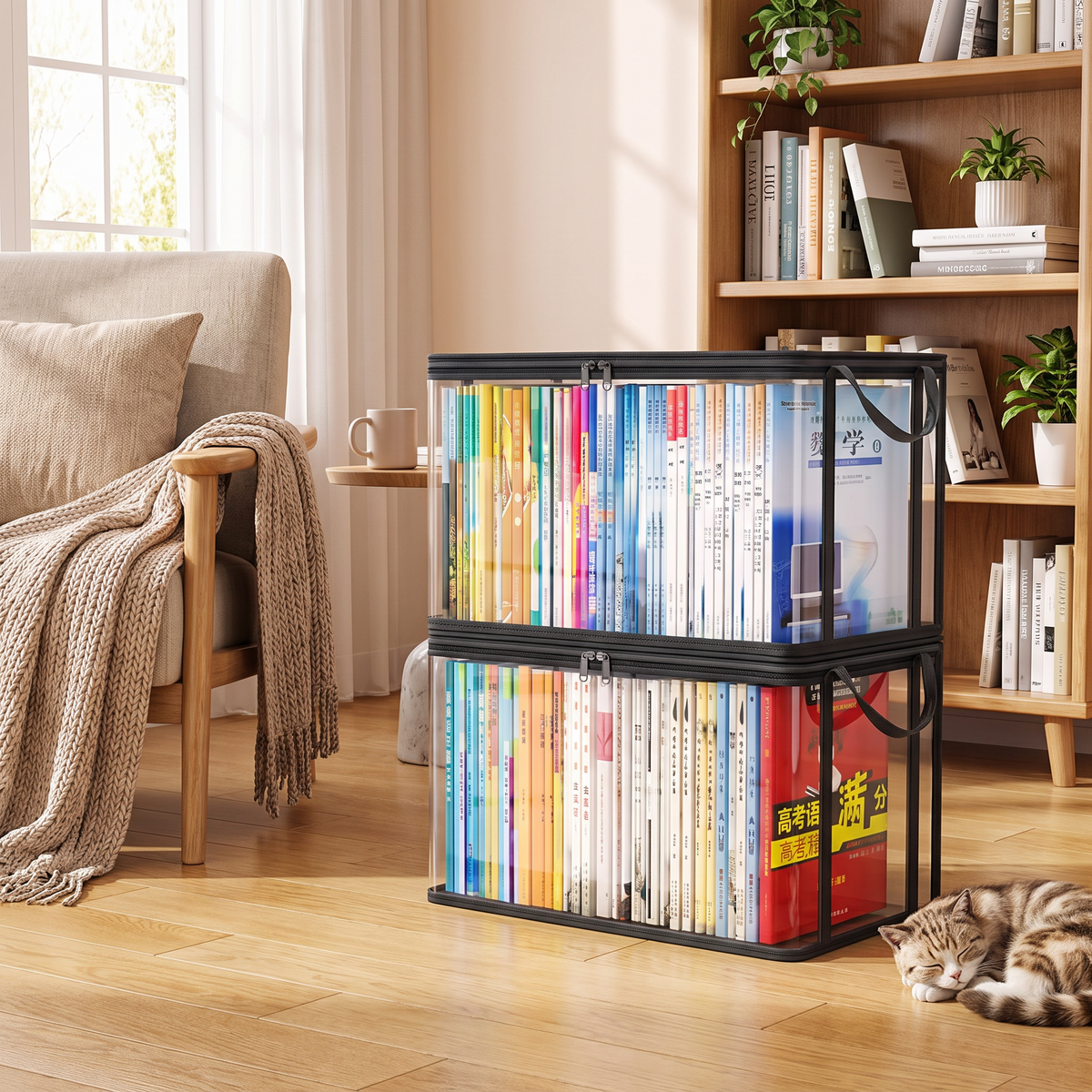 PVC organizer bag with flip cover in use