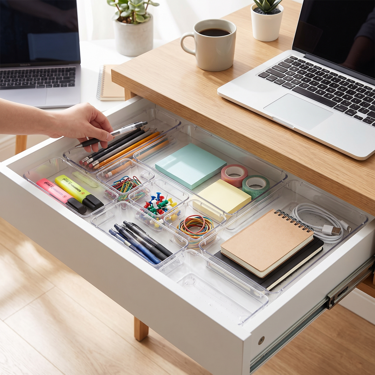 7pc desk drawer organizer set in use