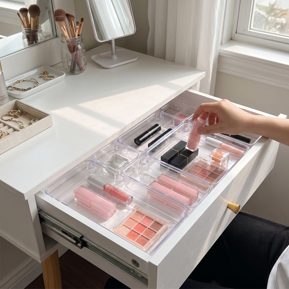 7pc desk drawer organizer set in use