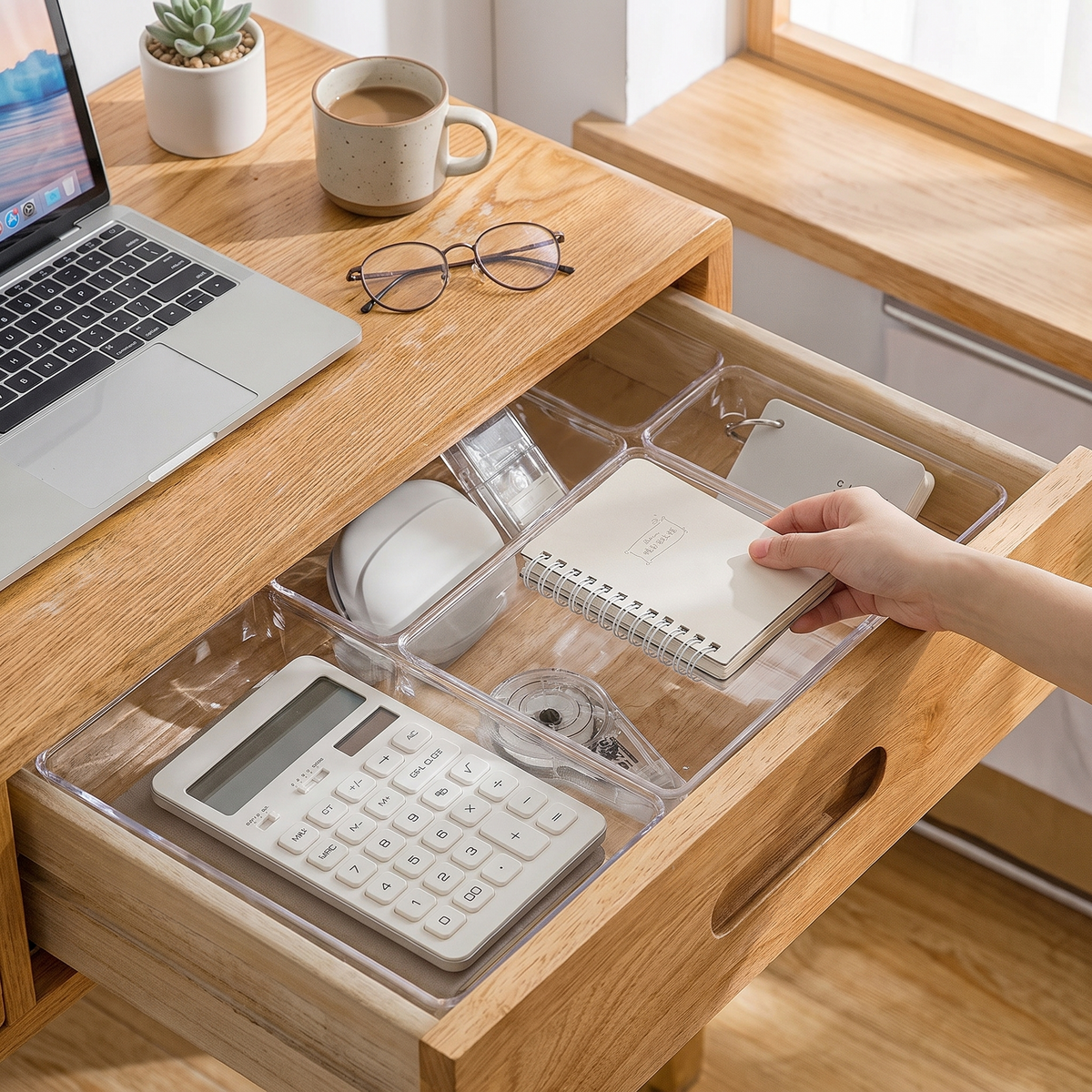 7pc desk drawer organizer set in use