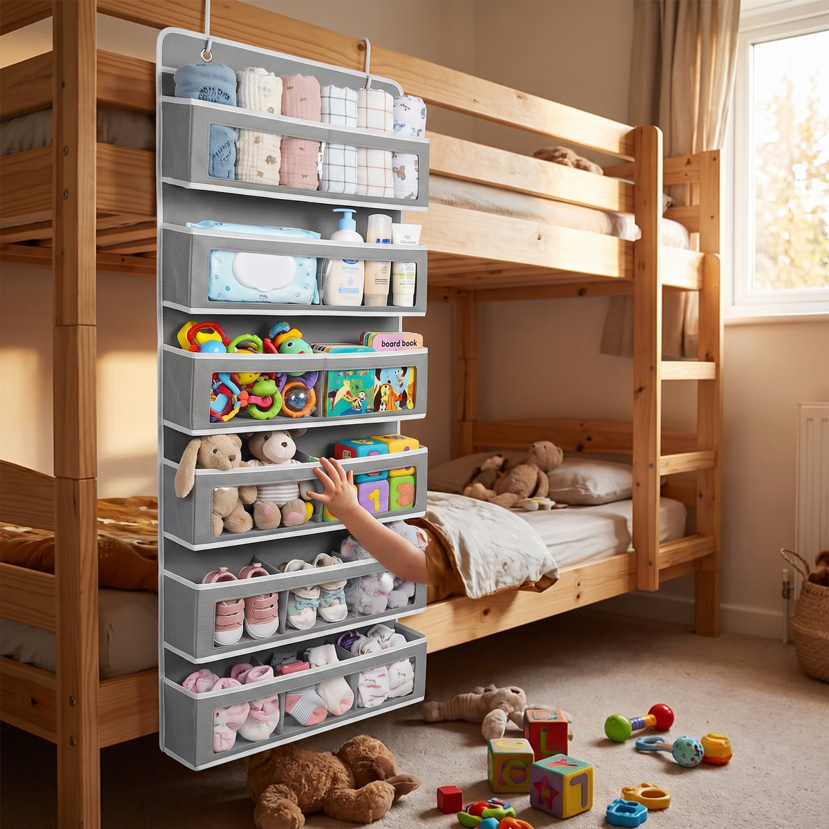 5-shelf over-door hanging organizer in use