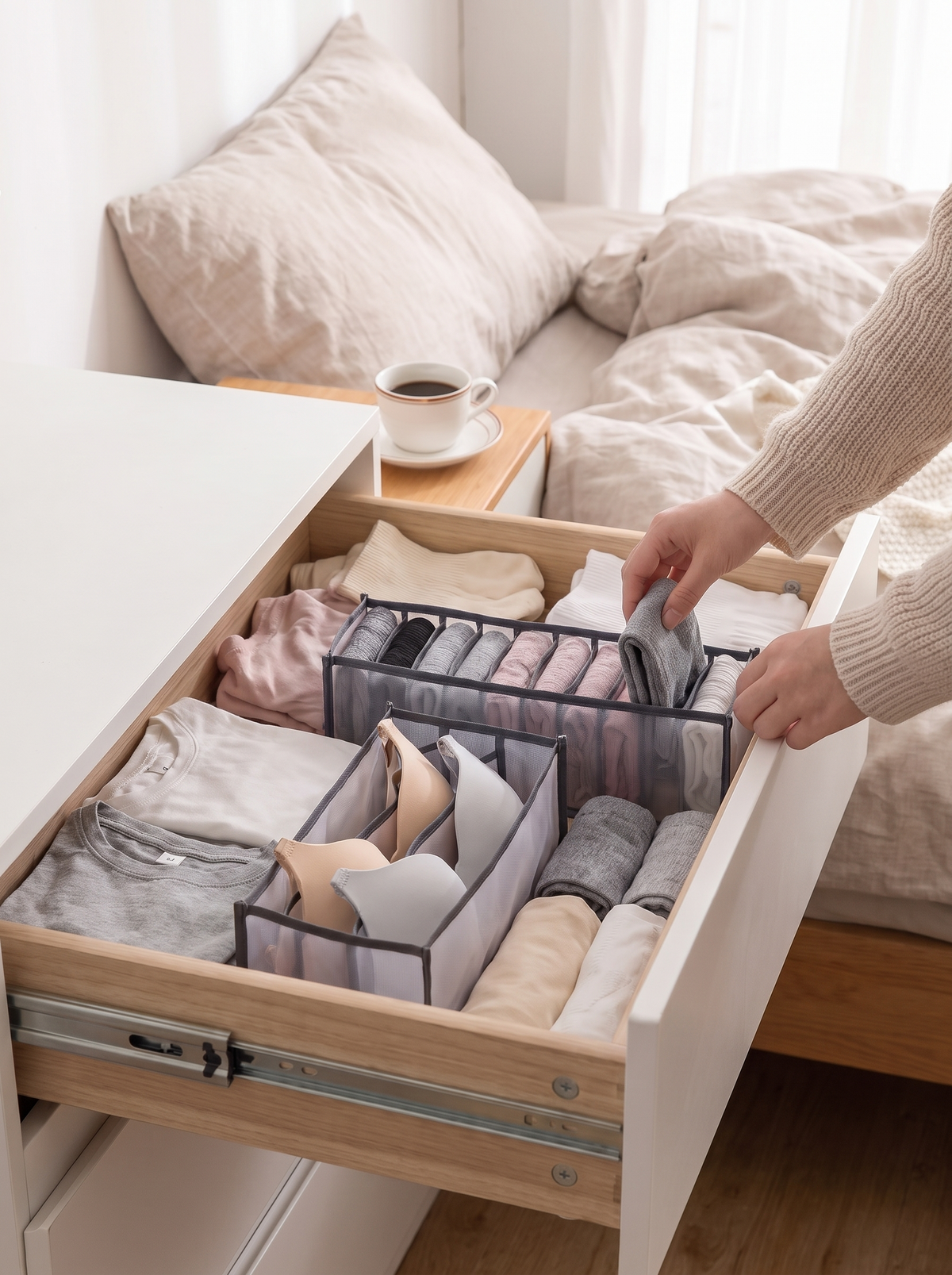Foldable Sock and Underwear Drawer Organizer, kinder on elastic than balling