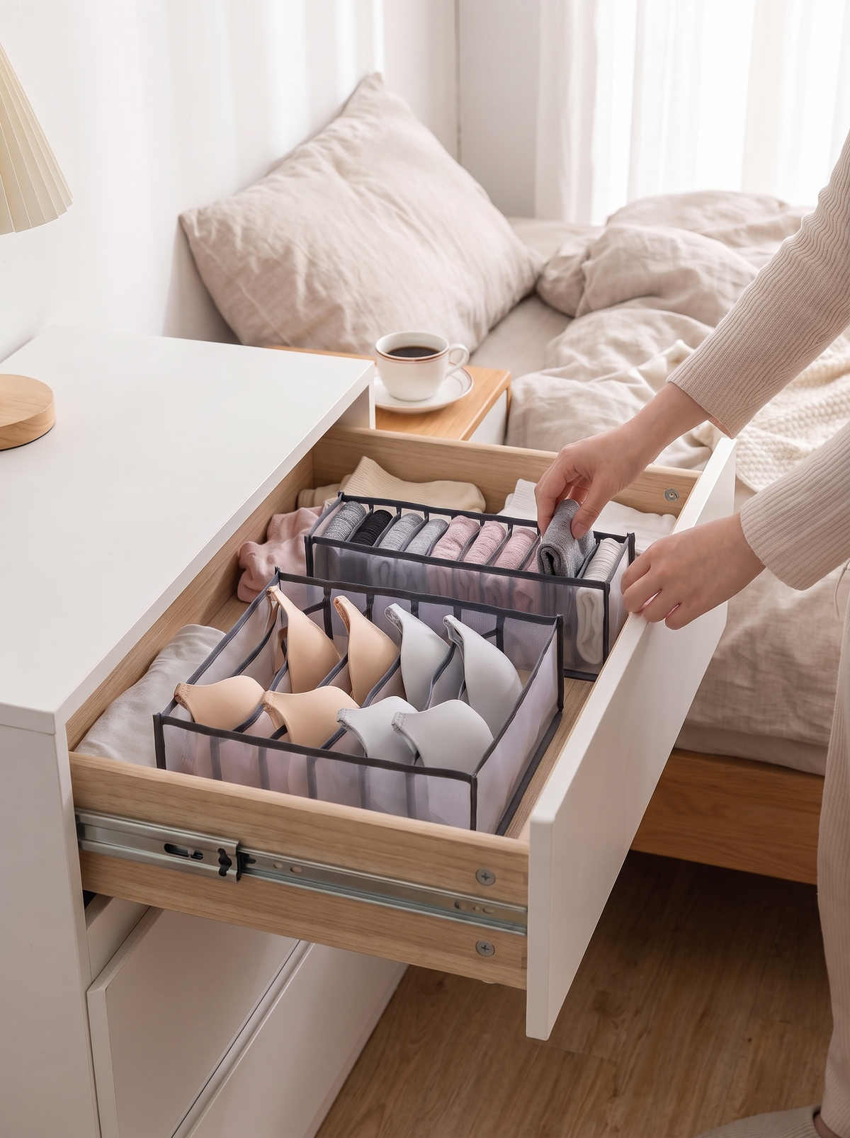 Foldable Sock and Underwear Drawer Organizer, one look one pair one second