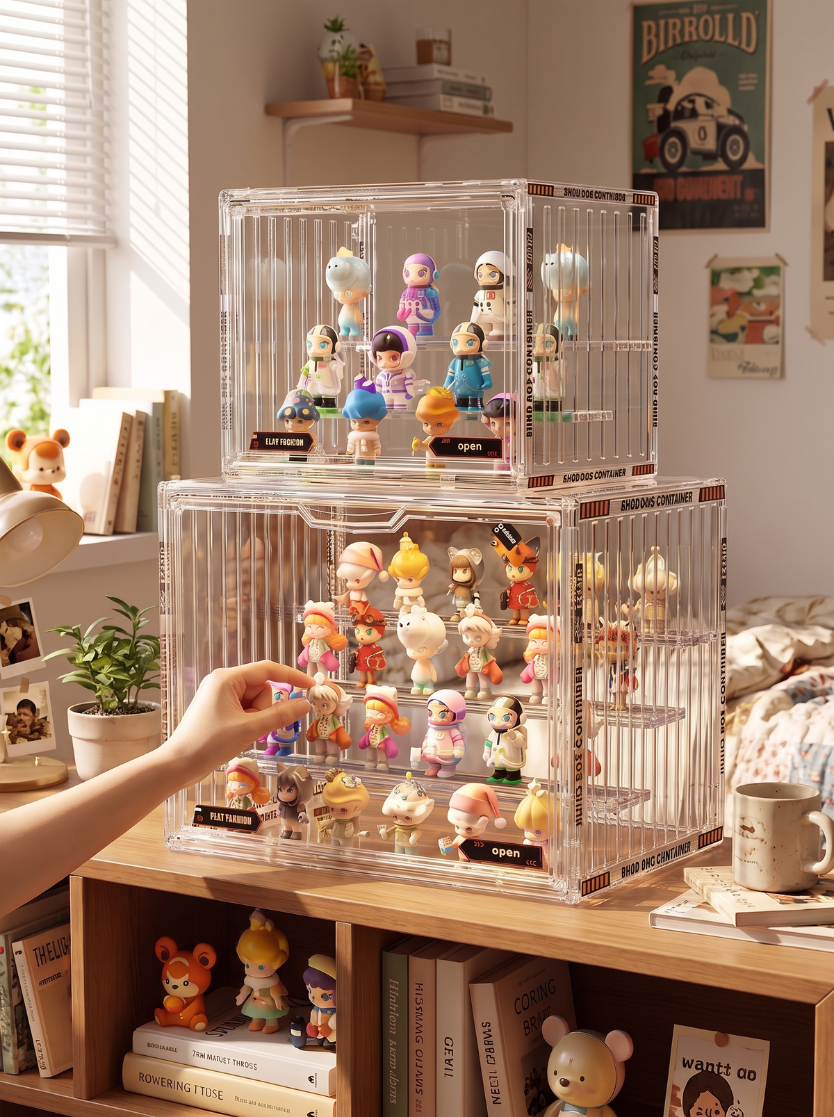 Acrylic Blind Box Display Organizer, built to scale with the collection