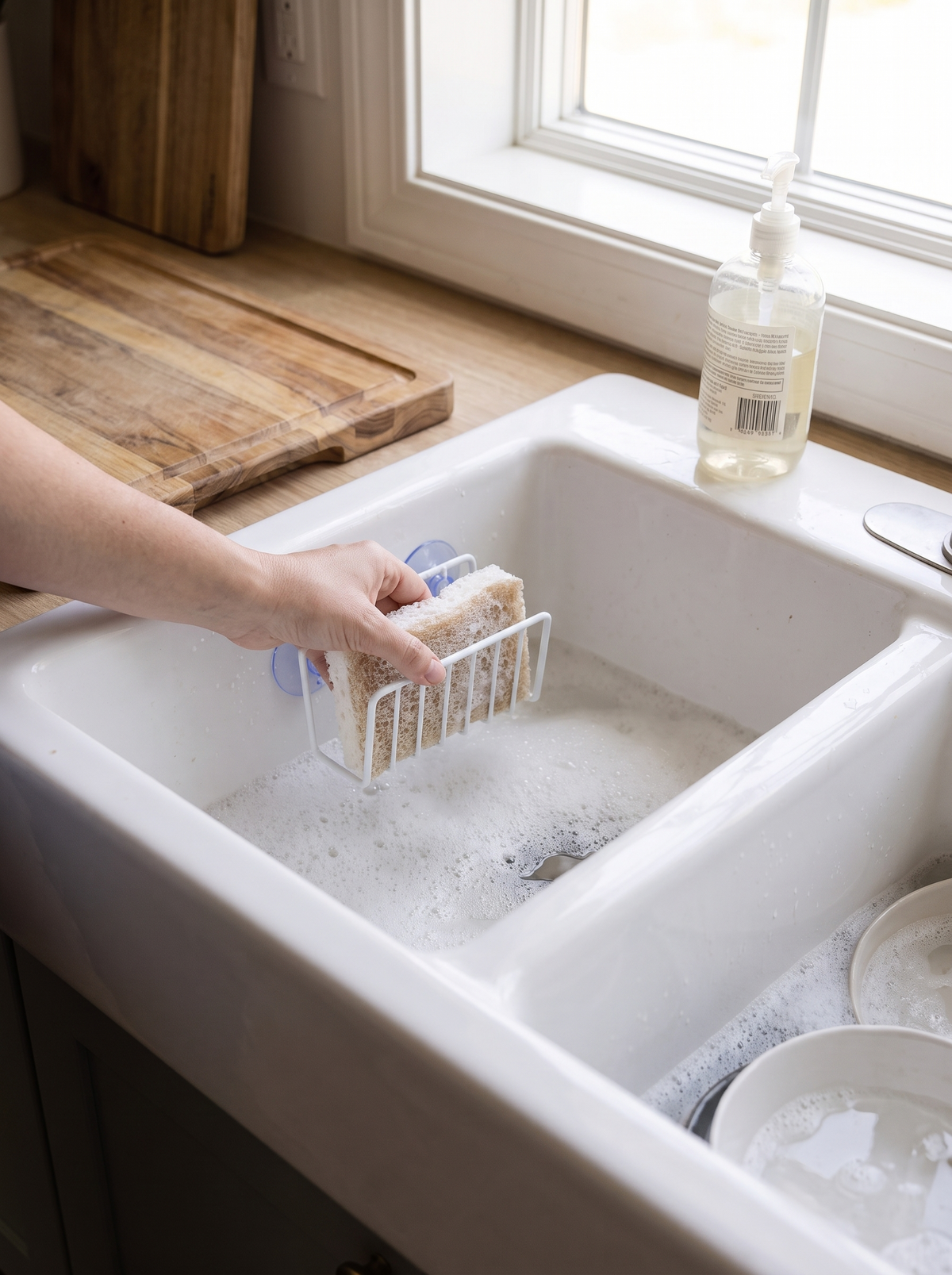 Suction Cup Sink Sponge Caddy, dry by the next wash