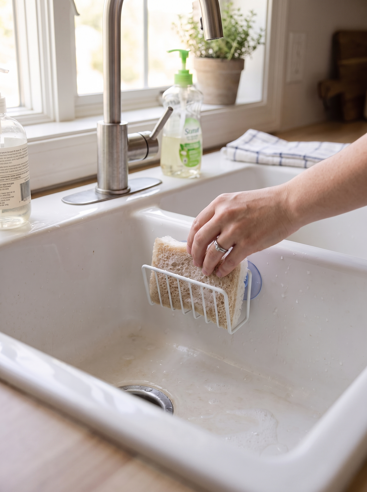 Suction Cup Sink Sponge Caddy, renter friendly by design