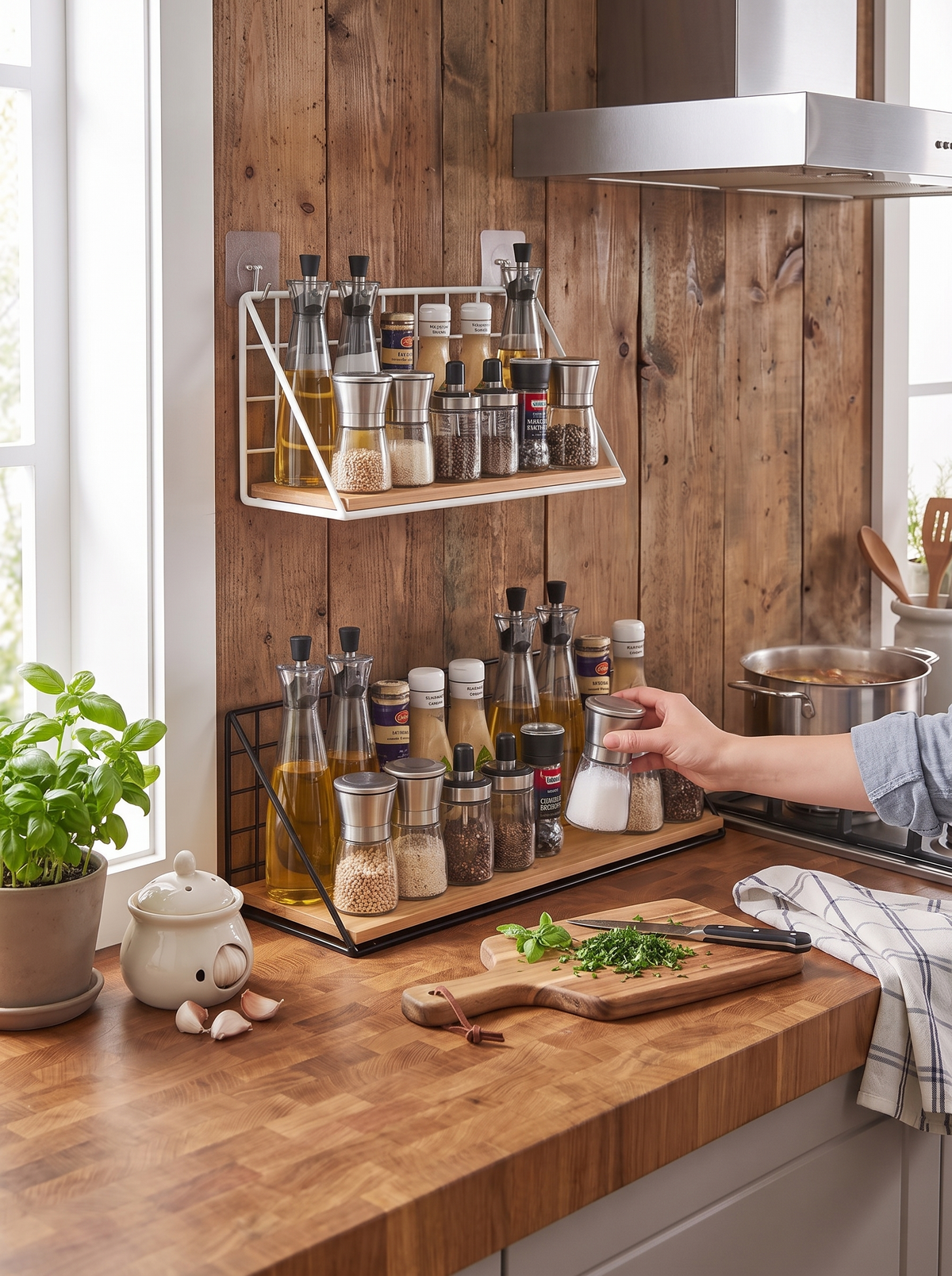 Wood and Metal Hanging Spice Rack, spices you actually use
