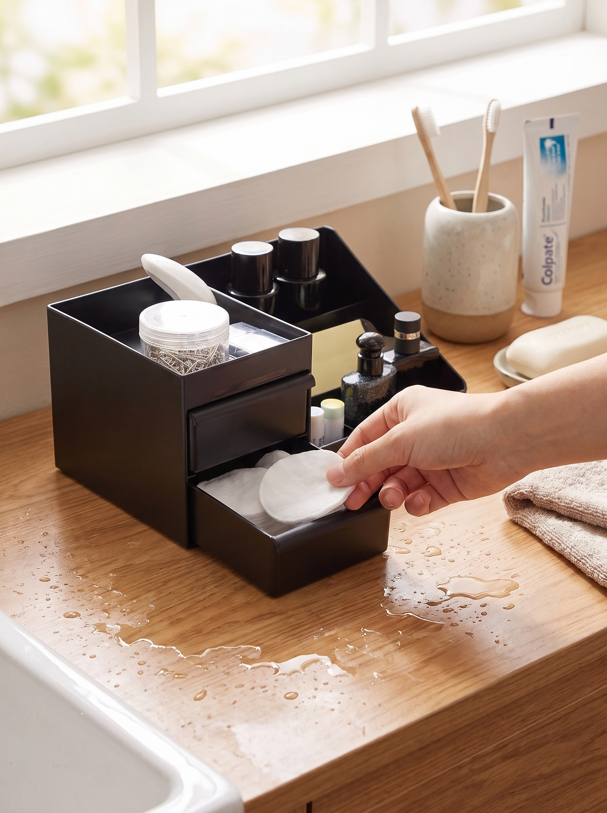 Cologne Stand with Drawers, built for a damp counter