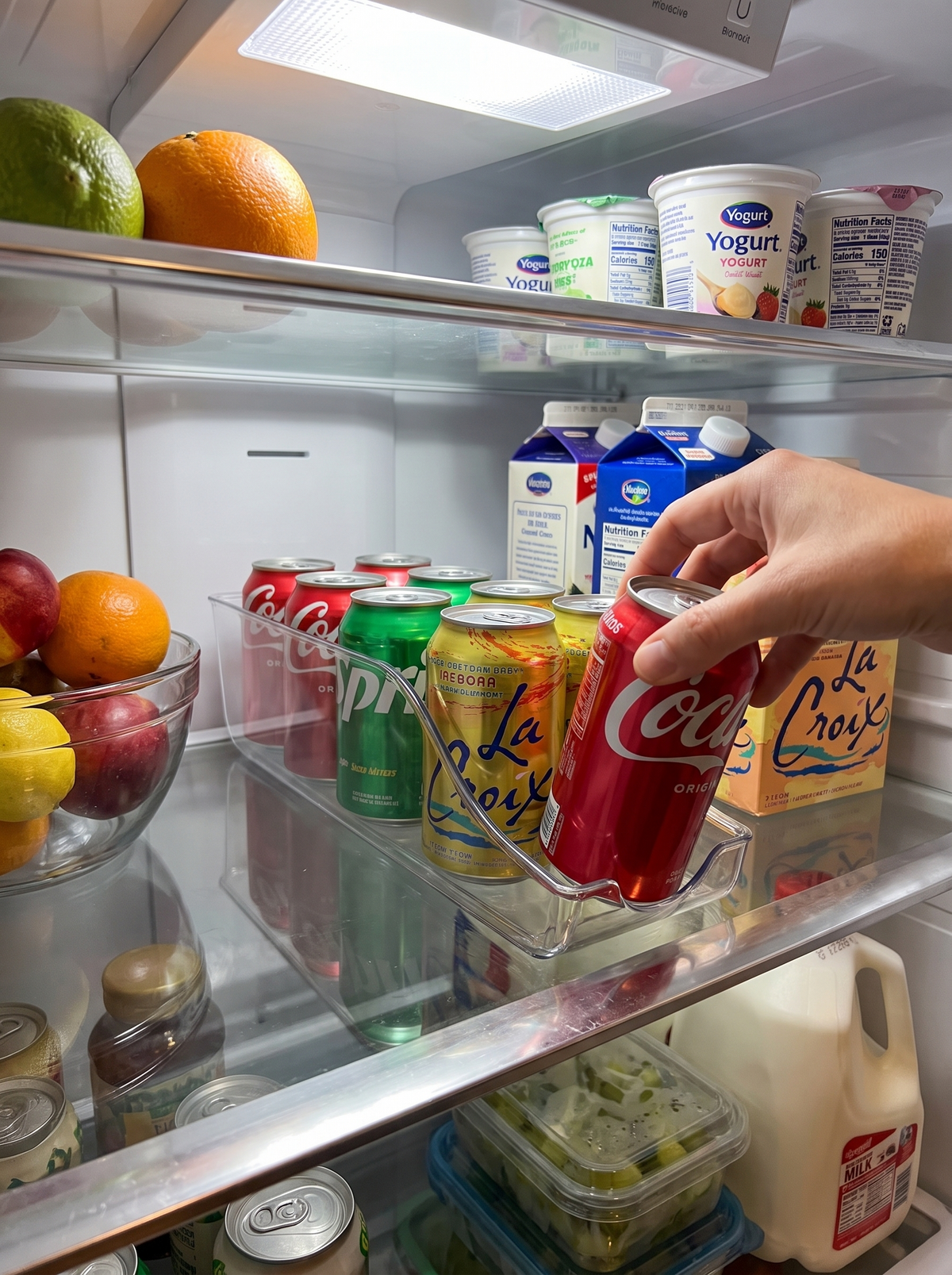 Rolling Soda Can Fridge Dispenser, first in first out without thinking