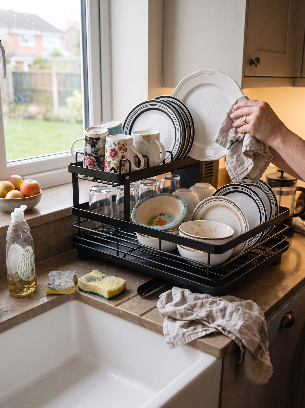2 Tier Rotating Dish Drying Rack, twice the rack same counter