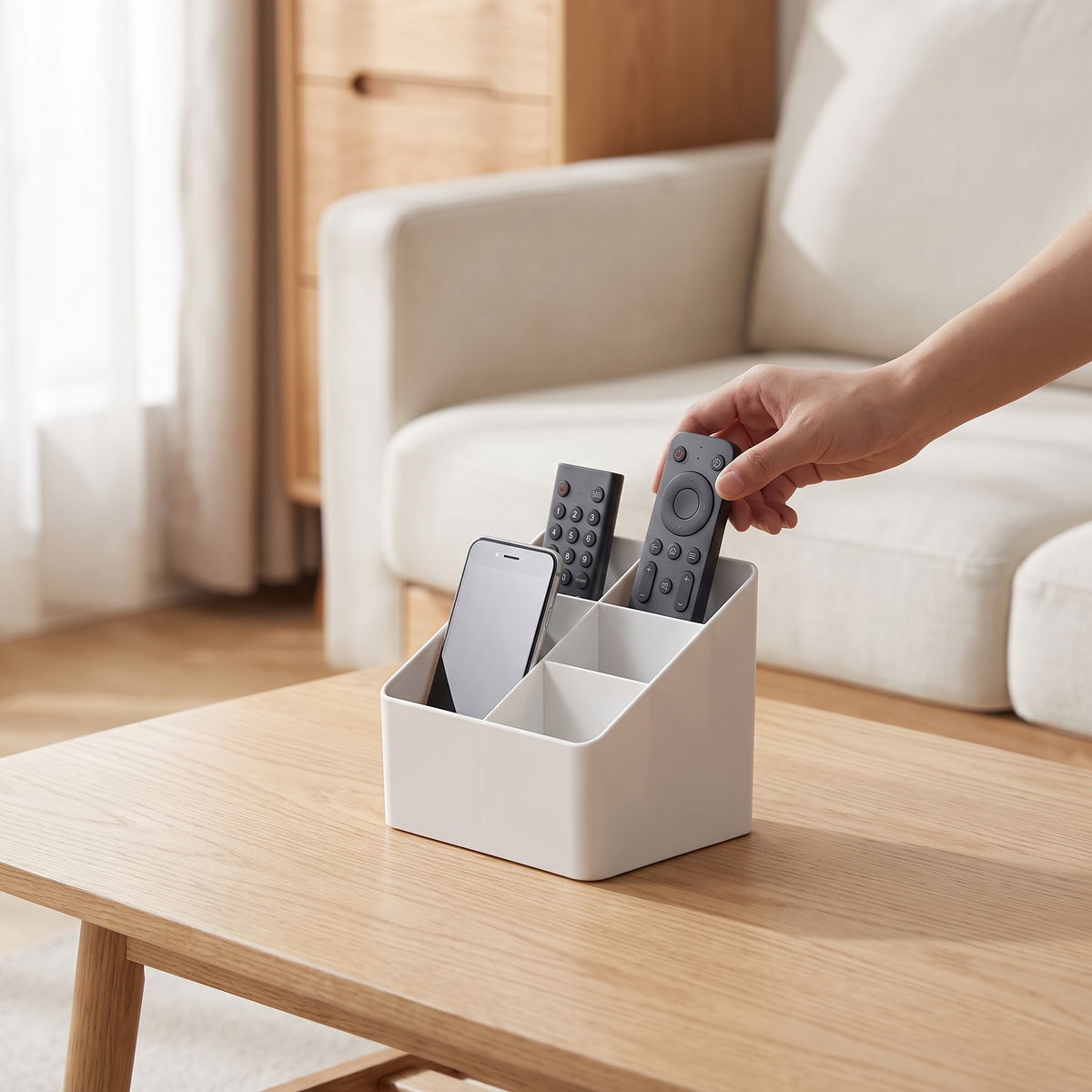 4-Slot Remote Control Caddy in use image