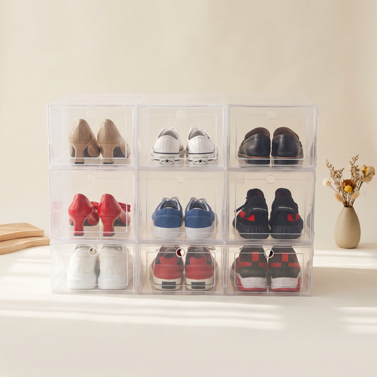 6pc Stackable Clear Shoe Boxes hero image