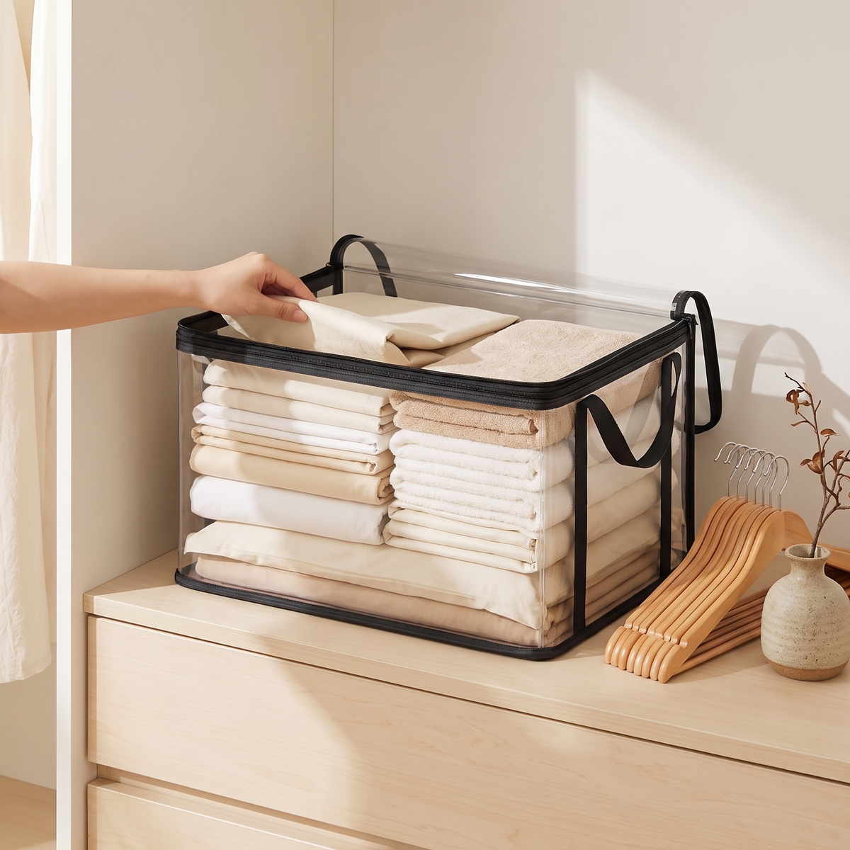 Clear-Window PVC Storage Bag in use image