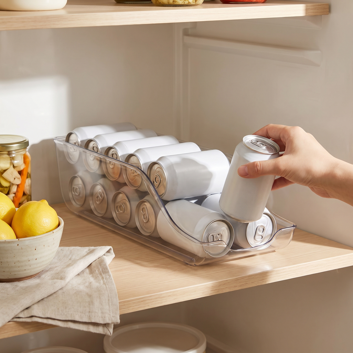 Rolling Soda Can Fridge Dispenser in use image