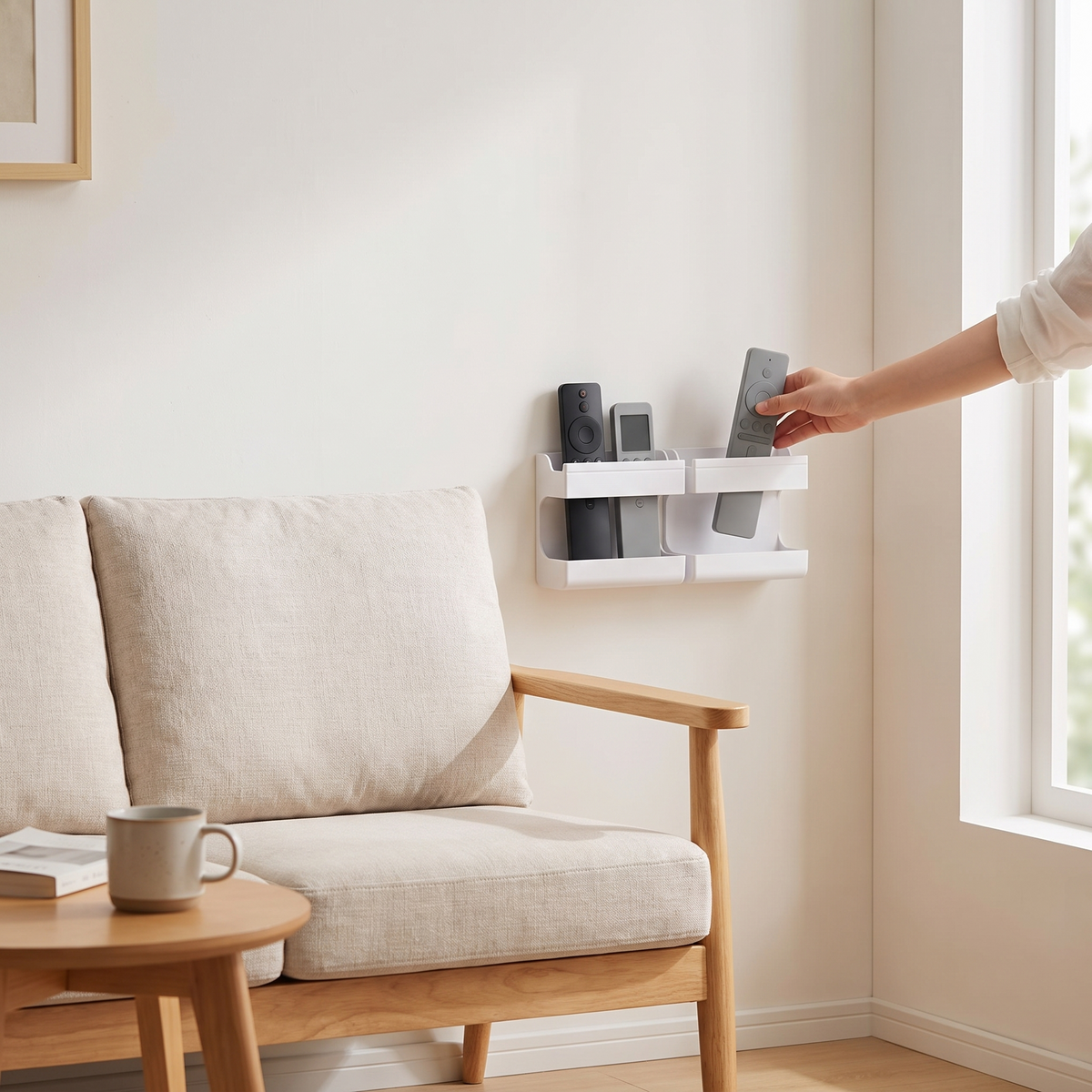 Wall-Mount Remote and Phone Holder in use image
