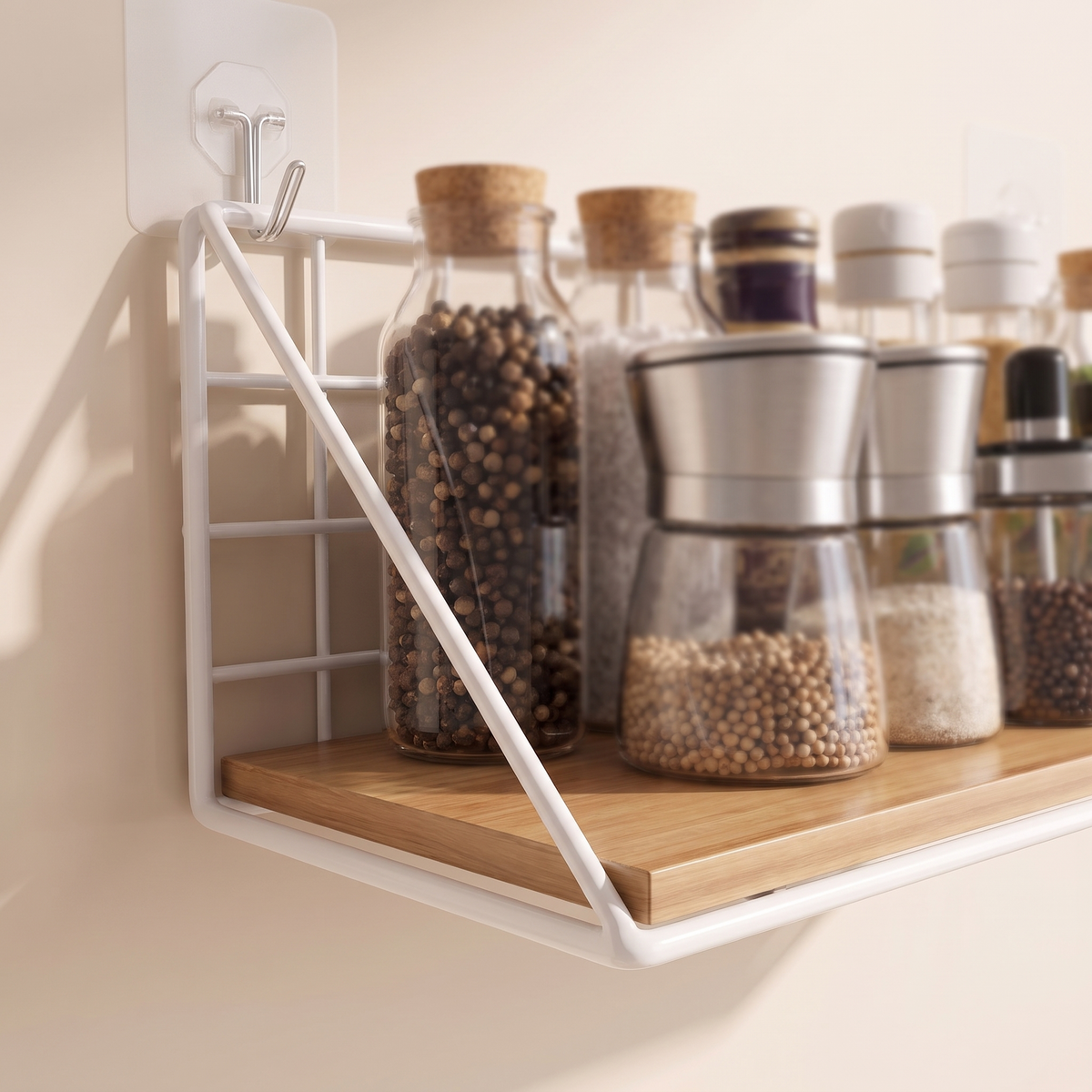 Wood and Metal Hanging Spice Rack detail image
