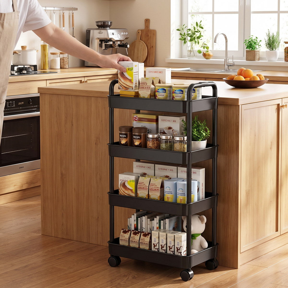 5-tier freestanding storage cart in use