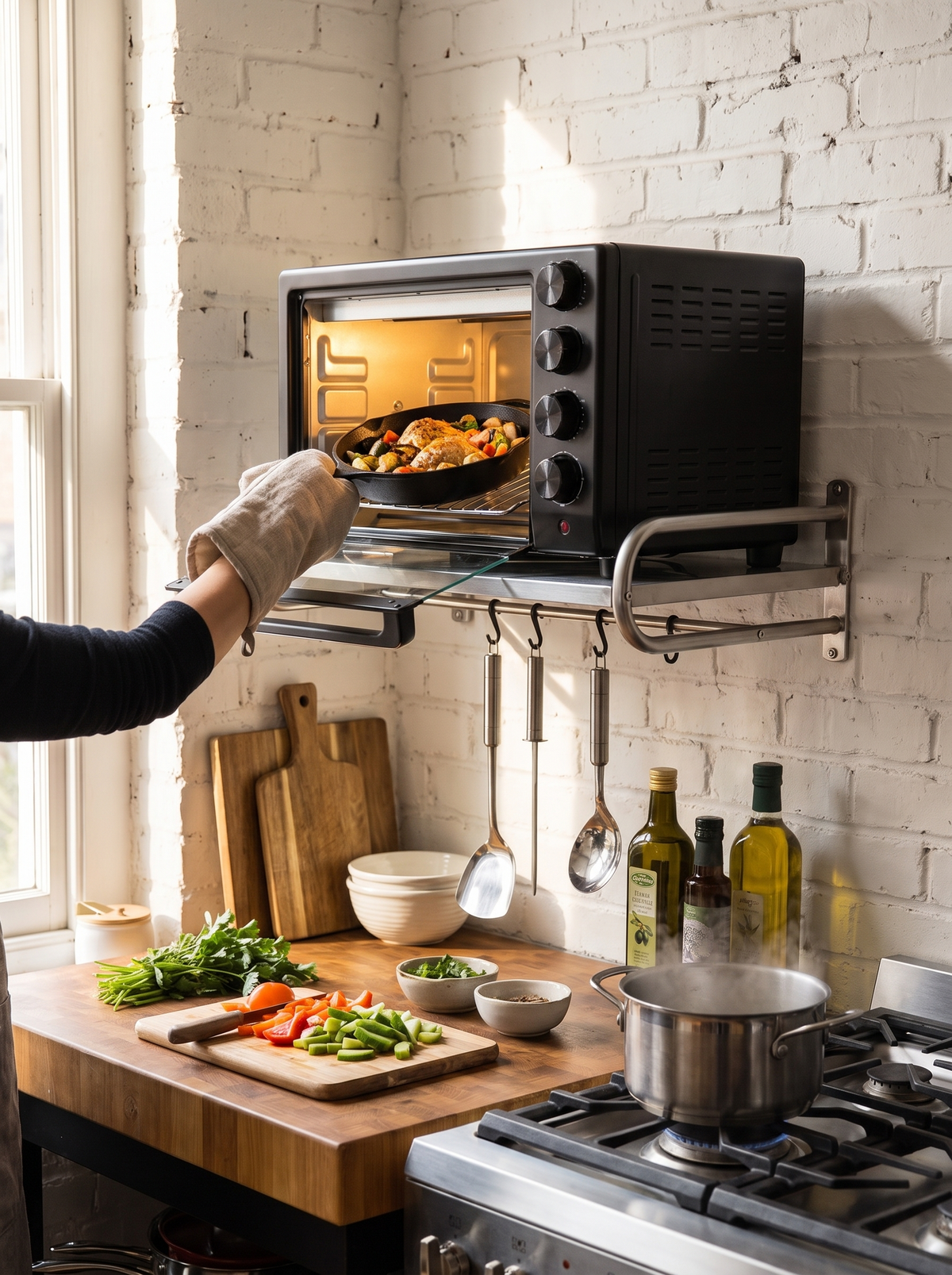 Wall shelf carrying the full weight of an oven