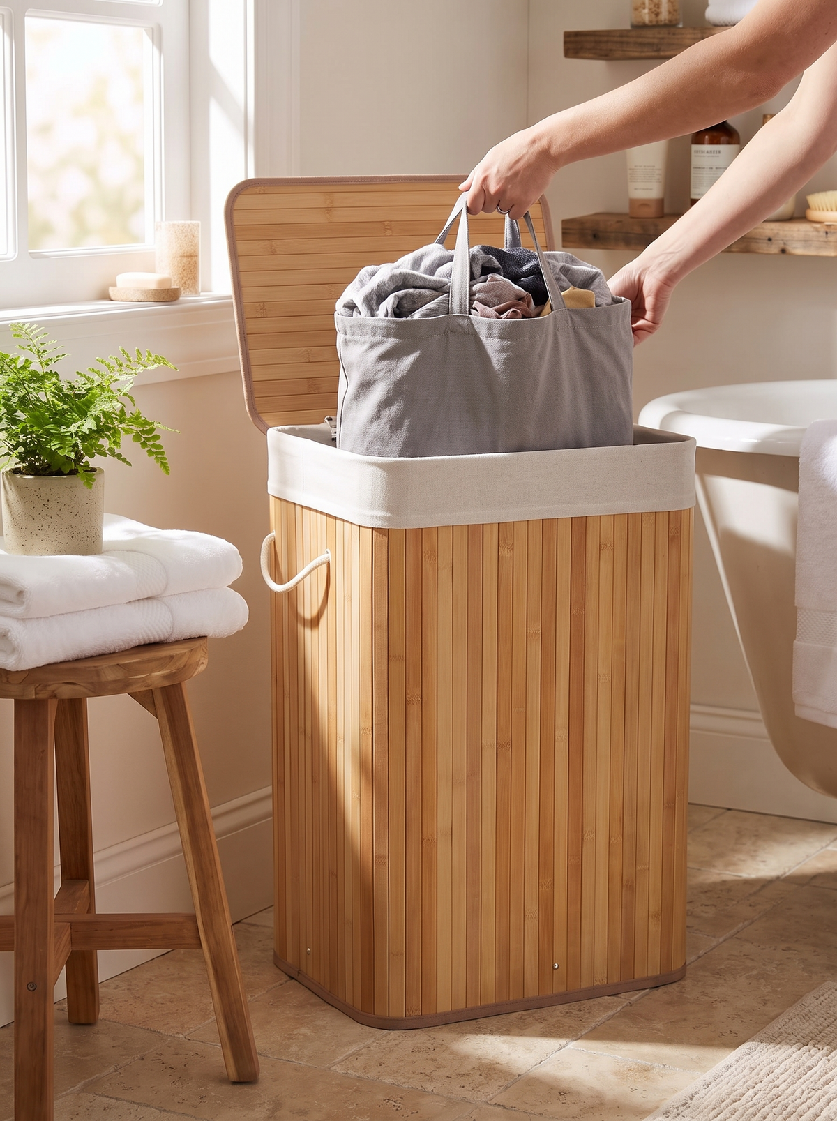 One liner bag lifted out for the wash