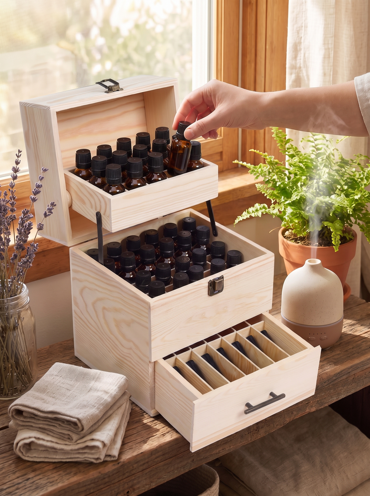 Individual slots holding each bottle in place