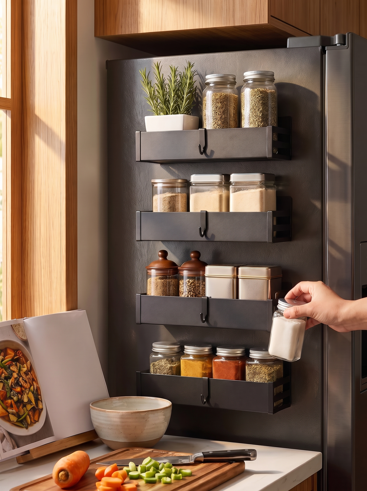 Shelves held by magnets with no hardware