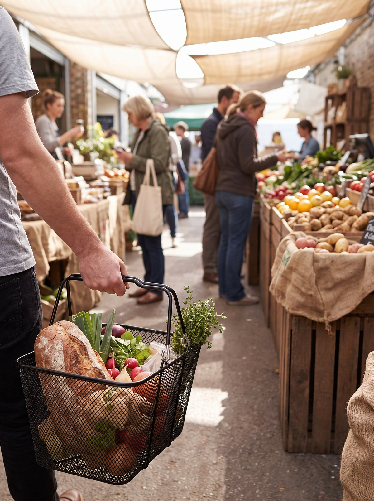 Basket carried with a full load of shopping