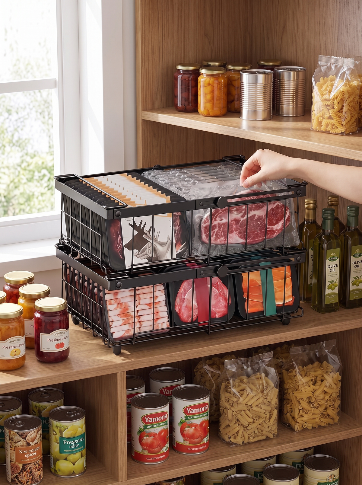 Frozen food visible instead of buried