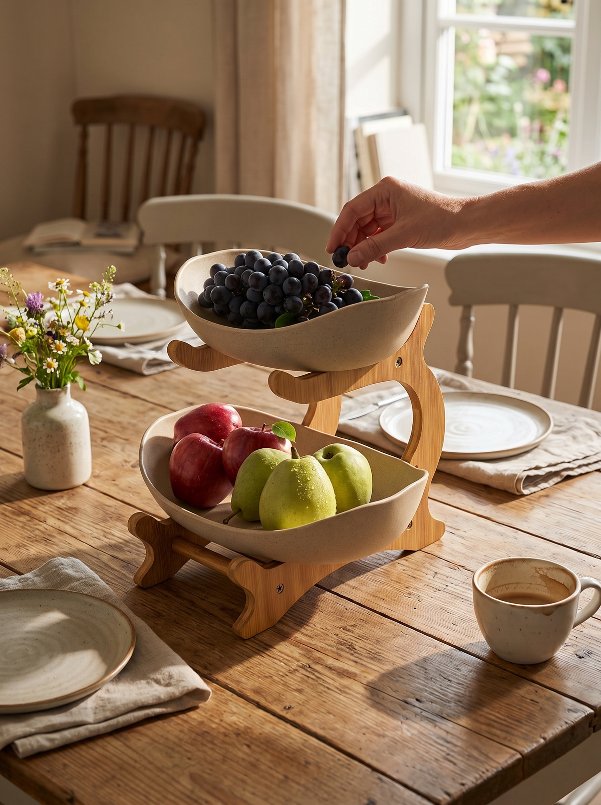 2-Tier Serving Bowl Stand on a dining table